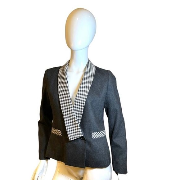 Vintage Plaid Checkerboard Double Breasted Jacket Grey Medium - Picture 13 of 15